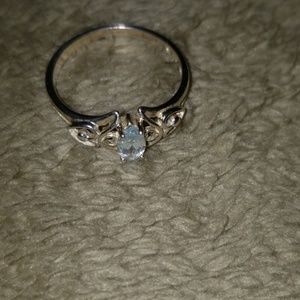 Sterling silver ring with cubic zircon accent